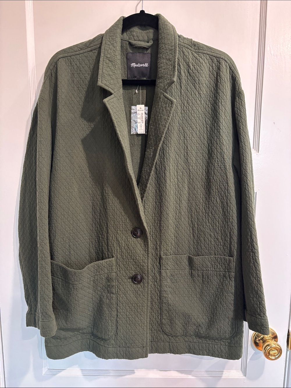 Madewell Quilted Olive Green Blazer Jacket